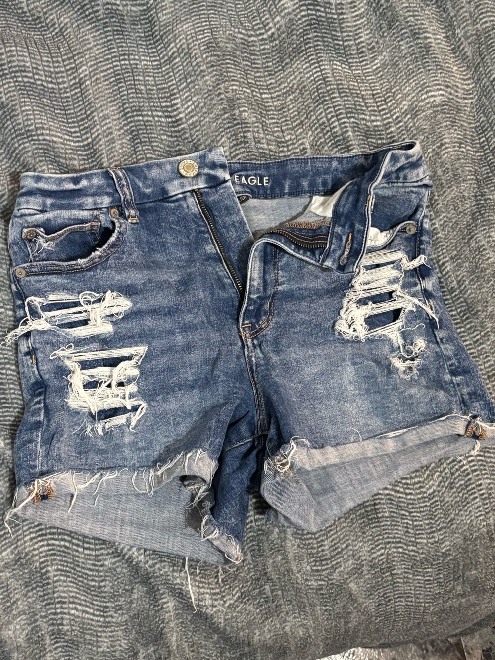American Eagle Outfitters Distressed Light Blue Denim Shorts